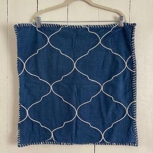 PB Tile Embroidered Pillow Cover - 22 X 22 - denim